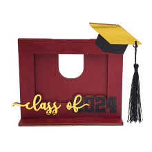Wooden Graduation Photo Frame 2024 – Red, Horizontal