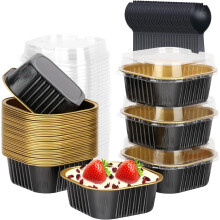 Mini cake pans with lids 40 pack aluminum foil 4x4 inch