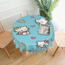 Hello Kitty Round Tablecloth 60 in, Polyester Spill-Proof