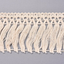 Cotton lace ribbon with tassel trim 2 inch 10 yards per card