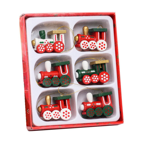 Kerst houten trein ornamentenset (1 stuk)