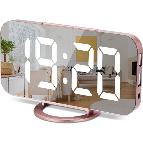 Digital Alarm Clock with 6" LED Display Gold