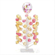 Drevený stojan na lízanky na cake pops, pevná konštrukcia z tvrdého dreva, 60-dierkový stojan na dezertný stôl, biely