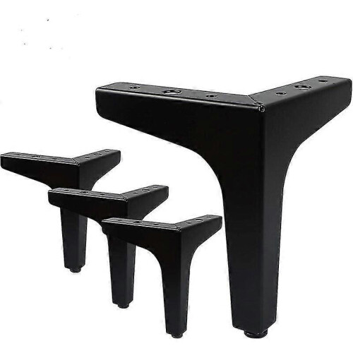 FurFurniture Legs 15cm Black 4-Pack, 600kg Load-Bearing Iron Triangular Structure, Compatible with Tables Chairs Sofas