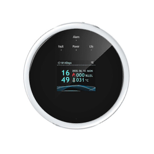 WiFi Gas Leak Detector with Smart App Control, LCD Display, Fire Alarm, EU/UK/US Plug
