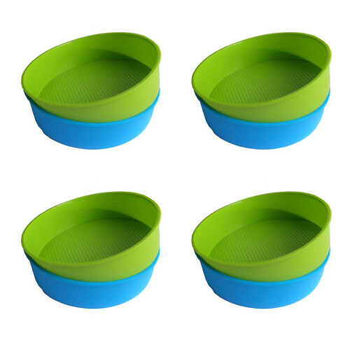 Conjunto de 4 Formas de Silicone Redondas para Bolo de 26cm/10 Polegadas (Cores Azul e Verde Aleatórias)