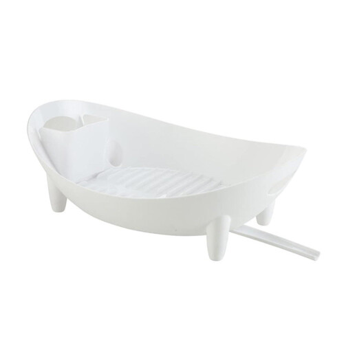Oval Dish Drying Rack with Adjustable Cutlery Holder, Space Saving Kitchen Countertop Organiser
