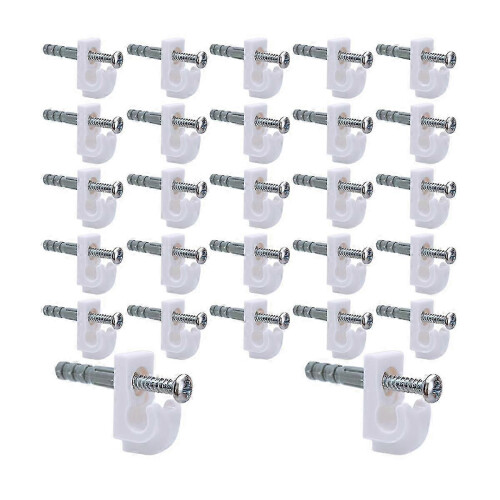 Wall Mounting Clips 30 Sets, Plastic White Fasteners for Wardrobe Bookshelf Installation