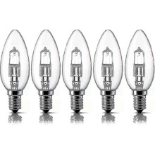 E14 Halogen Candle Bulbs 28W Dimmable Warm White 2700K 5 Pack for Chandeliers Sconces Decorative Lighting