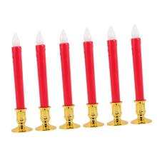 6er-Set flammenlose LED-Kerzen, batteriebetrieben, mit Flackereffekt, aus rotem ABS-Kunststoff, 10 cm (4 Zoll), sicher und langlebig