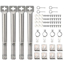 Universal Tube Burner 4-Pack, Adjustable Length 12-17.5 inch, Compatible with Most BBQ Gas Grills, Stainless Steel Replacement Part