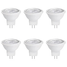 MR11 GU4.0 Bi-Pin LED Bulbs 6 Pack 3W 12V AC/DC 225LM 2700K-3000K Warm White for Indoor Outdoor Landscape Track Lighting