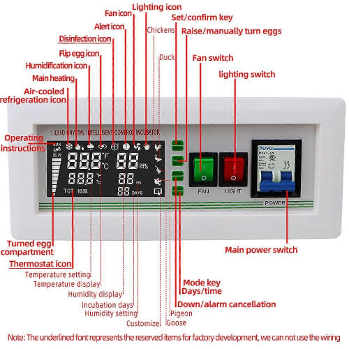 Egg Incubator Controller XM-18SD Automatic Thermostat Humidity Sensor for Chicken Bird Egg Hatching Systems AC 220V 50HZ