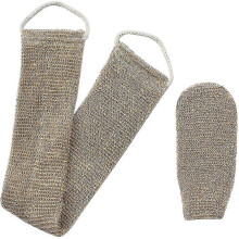 Rückenwaschgurt und Peelinghandschuh-Set aus natürlichem Hanf für Körperpeeling unter der Dusche, geeignet für Männer und Frauen