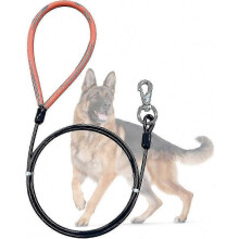 Guinzaglio per cani resistente ai morsi con cavo metallico 1.5 m, impugnatura silicone, moschettone girevole 360 per cani grandi