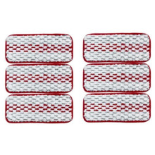 Set van 6 vervangende dweildoeken, compatibel met Vileda, wasbaar en herbruikbaar, rood-wit, 36,5 x 13 cm, voor hardhouten, tegel- en laminaatvloeren.
