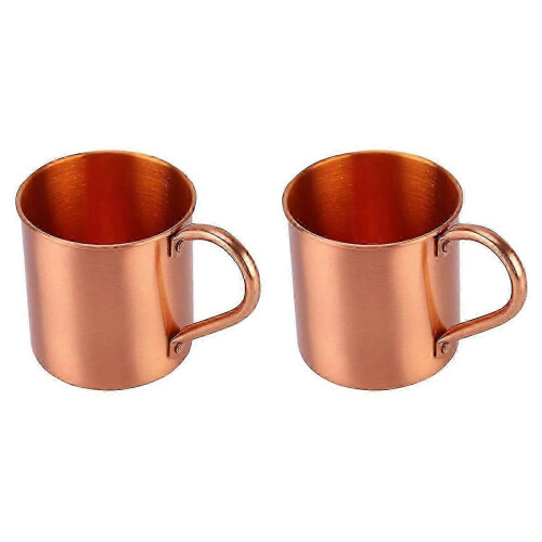 Copper Mugs 410ml 2 Pack Handcrafted Pure Solid Copper No Lining Smooth Rounded Lip Ergonomic Handle No Rivets for Home Travel Use