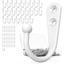 25 Wandhaken aus Zinklegierung mit 50 Eisenschrauben, 4,4 x 3 cm große, robuste Haken für Bad, Küche, Garage, Schlafzimmer und Eingangsbereich