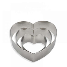 Set di 3 stampini a forma di cuore in acciaio inossidabile per biscotti, pancake, pasta e sandwich, 4/6/8 pollici