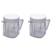 Mini Osterizer Blender Jar Replacement 2 Pack compatible with Oster 4937 Blenders Transparent BPA Free Plastic with Lids for Spices Baby Food