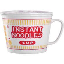 27 oz Red Ceramic Japanese Ramen Bowl with Handle and Lid Microwave Safe for Noodles Pasta Soup Cereal Oatmeal Salad