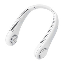 Neck Fan Fluxofan Portable Rechargeable White Bladeless 3 Speeds Adjustable Silicone for Office Outdoor Camping Travel