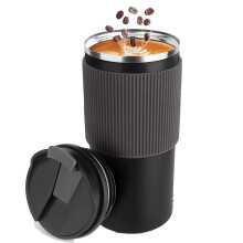 Insulated Travel Coffee Mug 450ml Double Layer Stainless Steel 6 Hours Hot Cold Retention Leakproof with Removable Lid for Car Office