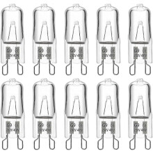 G9 halogeenlampen, 10 stuks, 40W 230V AC 480LM 2900K warm wit, dimbaar glas, 360 graden stralingshoek, levensduur 2000 uur, CRI 80