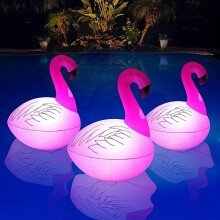 Solar Flamingo Floating Pool Lights IP68 Waterproof Inflatable Glow in Dark for Wedding Party Outdoor Decor by Werwing