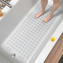 Alfombrilla de baño antideslizante 101x40 cm transparente resistente al moho con ventosas y orificios de drenaje