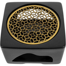 Calentador de tetera de cerámica y cobre, color negro, estilo japonés, para velas de té, estufa, 11,3 x 11,3 x 6 cm.