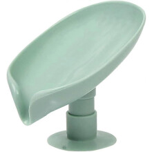 Soap Dish Leaf Shape Perforated Self-Draining Suction Cup Green ABS Space Aluminum Bathroom Laundry Drainer Accessory