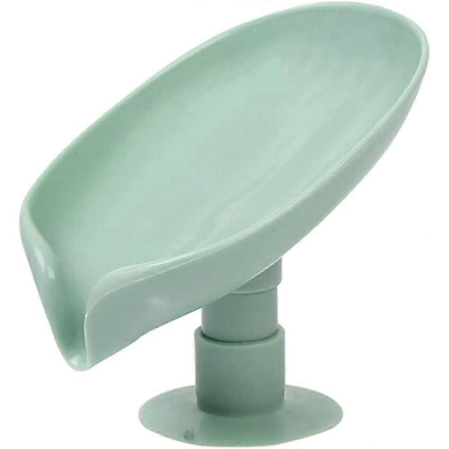 Soap Dish Leaf Shape Perforated Self-Draining Suction Cup Green ABS Space Aluminum Bathroom Laundry Drainer Accessory