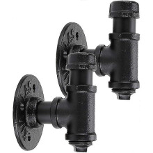 2 Pack Vintage Painted Iron Pipe Wall Mounted Hooks for Home Office Bedroom Kitchen Clothes Hat Curtain Towel Hanging Racks