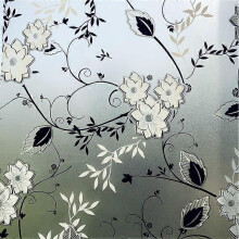 Sichtschutzfolie 44,5 x 200 cm, elektrostatisch, Blumenmuster, PVC, ohne Klebstoff, blendfrei, wiederverwendbar, rückstandsfrei, für Glasfenster