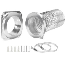Magnetische wasdrogerontluchtingskoppeling DV180 luchtdichte snelkoppeling zilverkleurig aluminium met 2 stalen klemmen
