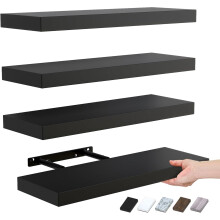 Black Floating Shelves for Wall Decor Modern 3-Pack