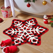 Christmas Rocking Chair Rug Red Snowflake 60x60cm