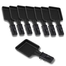 Mini Square Non-Stick Raclette Pans compatible with Tefal Raclette Machines 8 Pack Carbon Steel Black Heat Resistant Handle for Party Cooking
