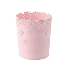 Papelera redonda de plástico con diseño de encaje, PP hueco reforzado, 19 x 13 cm, base antideslizante, ideal para oficina, dormitorio y baño.