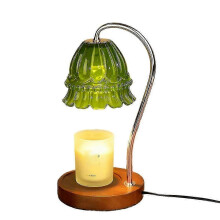 Lampada scaldacandele con timer 2/4/8 ore, dimmerabile, altezza regolabile, spina USA, 110 V, base in ferro, vetro e legno per candele in barattolo.