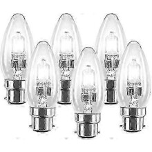 Dimmable Clear Candle Light Bulbs 6 Pack B22 Bayonet Cap 28W 240V Mains 370 Lumen Equivalent 37W Replace 40W Incandescent
