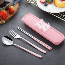Set de ustensile de călătorie portabile cu husă, inox 18/8