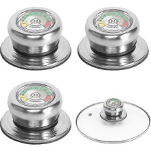 Pot Lid Knobs with Built-in Thermometer Stainless Steel 3 Pack Compatible with Glass Enamel Metal Cookware Lids Frying Pans Stockpots