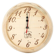 Reloj de pared para sauna de 23 cm de diámetro, de madera de pino, resistente al calor y la humedad, ideal para sauna, oficina, yoga o cocina.