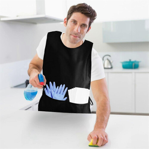 Cobbler Aprons 4 Pack Waterproof Blue Polyester Unisex 2 Deep Pockets Adjustable Ties for Kitchen Restaurant Craft Use