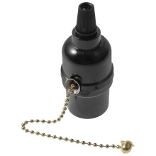 Plafondlampfitting met trekkoord, bakeliet, E26-schroefdraad, 250W 250V 10A, compatibel met dubbele ringlampen, Amerikaanse standaardfitting.