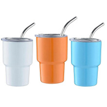 3er-Packung 2oz Mini-Edelstahlbecher mit Strohhalmen
