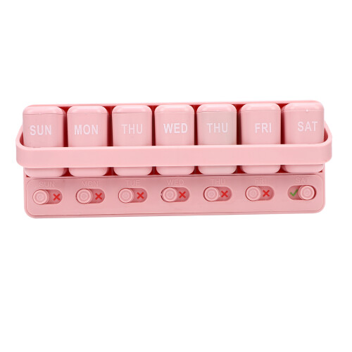 Rosa 7-Tage-Tabletten-Organizer 1,5 cm 7 Fächer 1