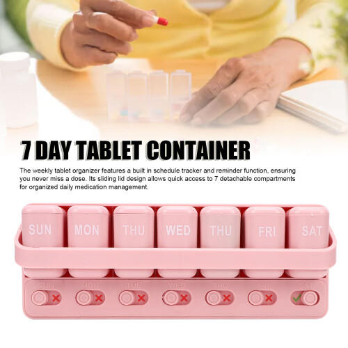 Rosa 7-Tage-Tabletten-Organizer 1,5 cm 7 Fächer 2